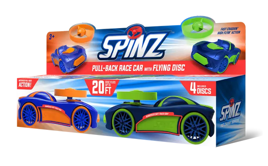 Spinz Pull Back Race Car with Flying Discs (2 Pack Assortment)