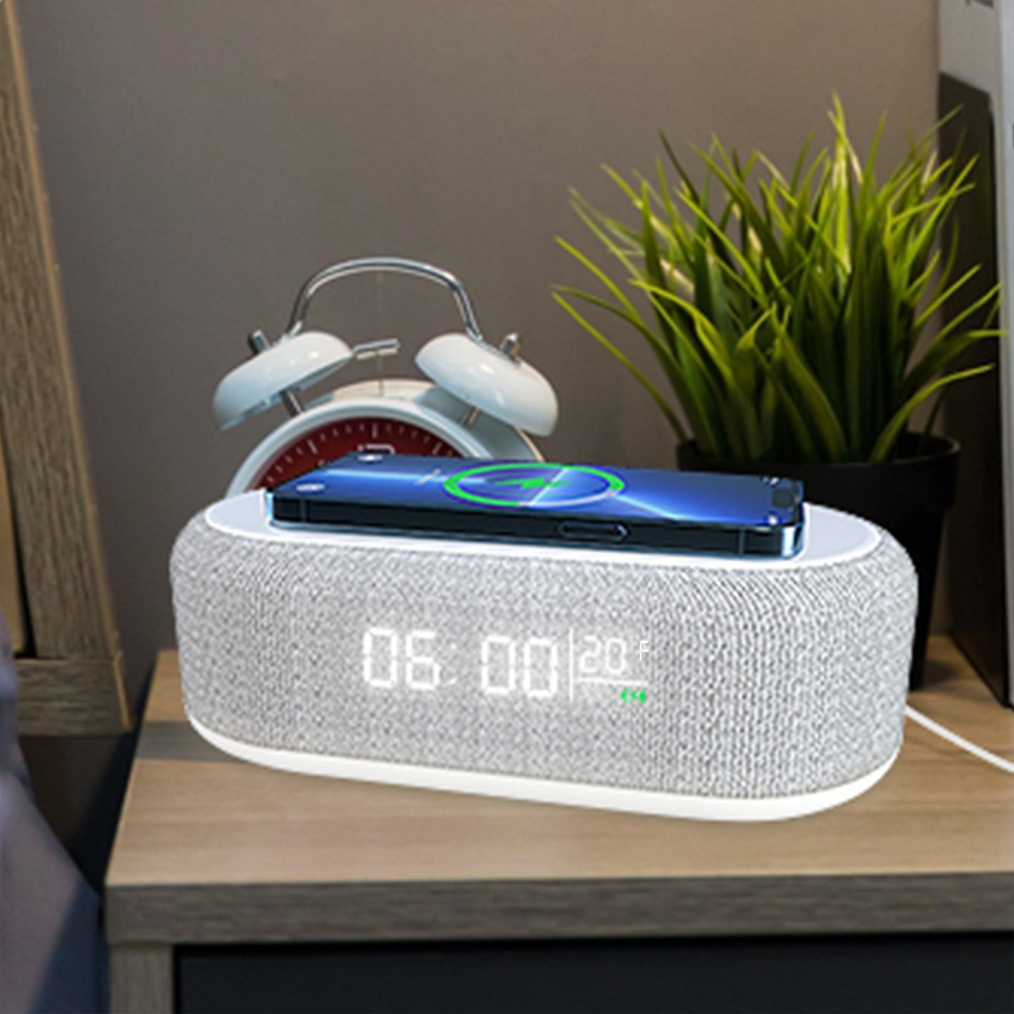 ZTECH 3-in-1 Alarm Clock with Wireless Charger