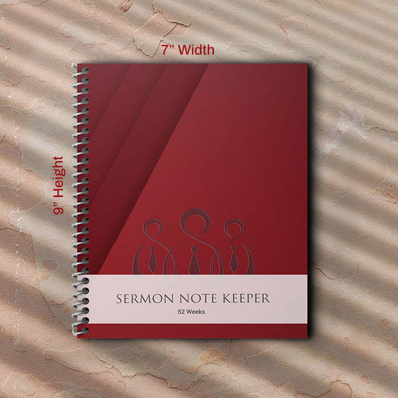 Sermon Journal For Notes Men Red Matte Cover 7x9 Portable